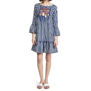 Roller‎ Rabbit Maricruz Striped Embroidered Bell Sleeve Tent Mini Dress